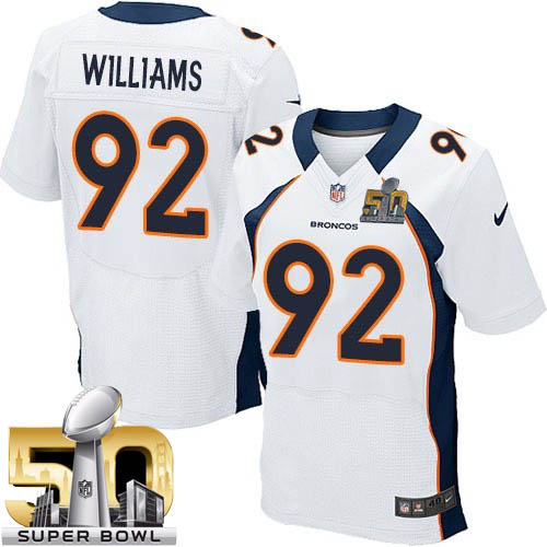 Men's Elite Sylvester Williams Super Bowl L Nike Jersey White Road - #92 NFL Denver Broncos